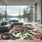 Vintage Mauve Rose Bouquet Floral Rug