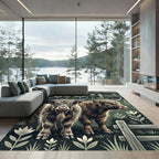 Rustic Highland Cattle Botanical Forest Meadow Rug