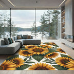 Lush Golden Sunflower Botanical Arrangement Rug