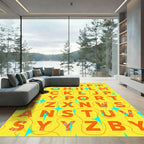Orange Alphabet Geometric Floral Stars Rug