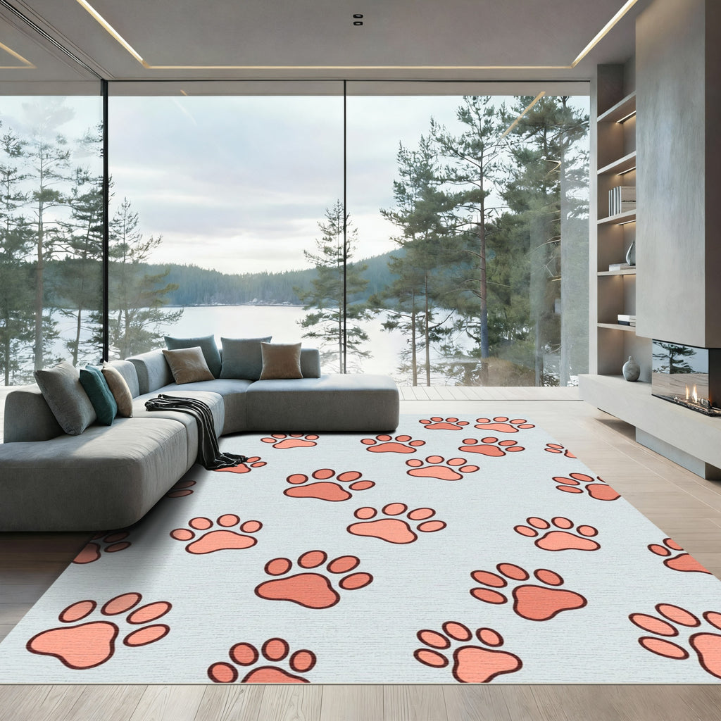 Peach Paw Print Soft Pastel Backdrop Rug