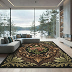 Ornate Golden Floral Bouquet Medallion Rug