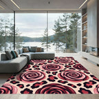 Crimson Rose Leopard Print Rug