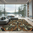 Geometric Olive and Bronze Quatrefoil Rug