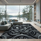 Dark Gray Intertwined Loops Rug