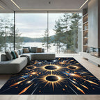 Radiant Golden Solar Eclipse Geometric Rug