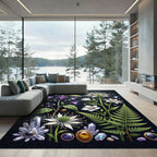 Gothic Floral Crystal Botanical Illustration Rug