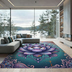 Ethereal Violet Lotus Mandala Art Rug