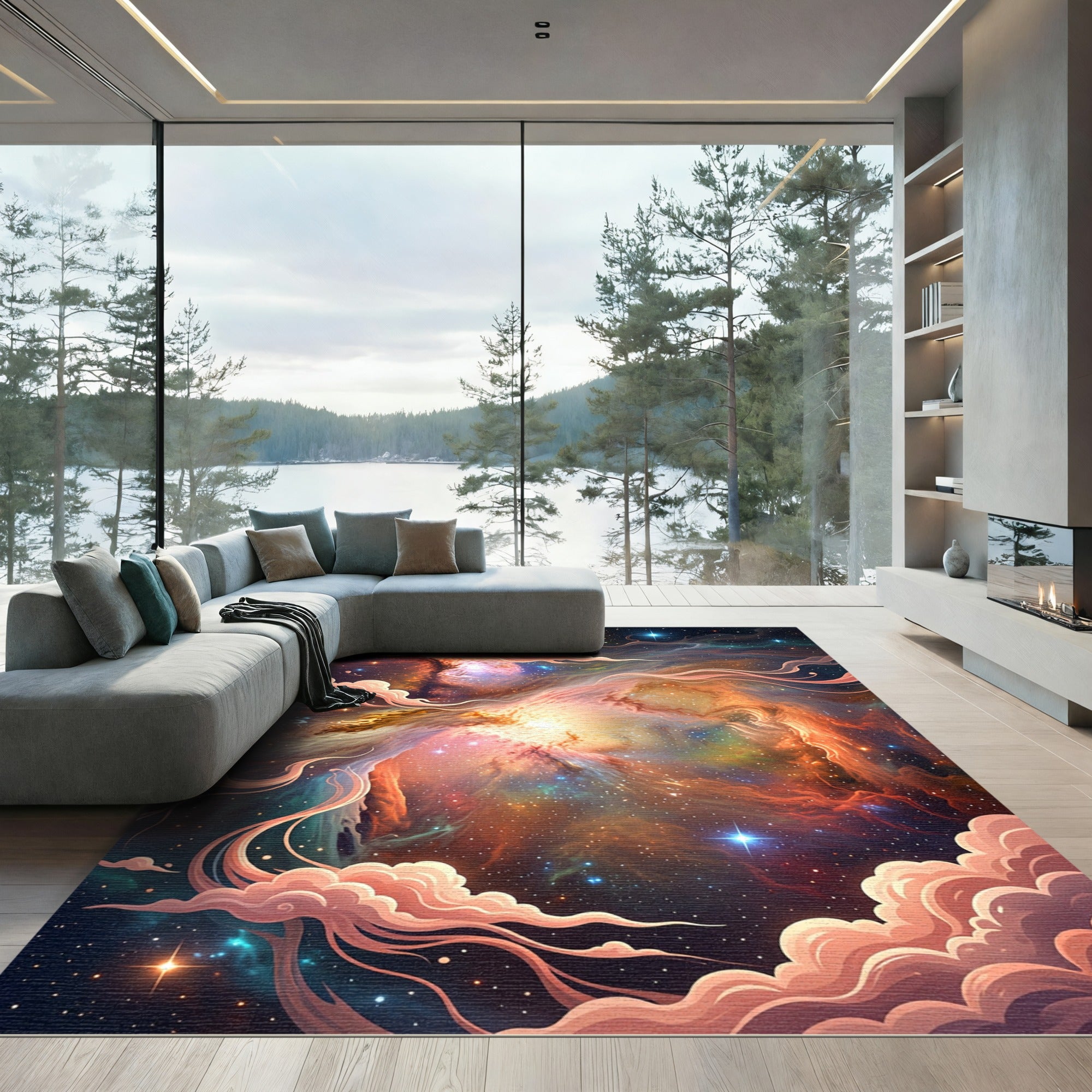 Cosmic Nebula Swirl Celestial Art Rug
