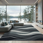 Monochromatic Mid Century Modern Wave Rug