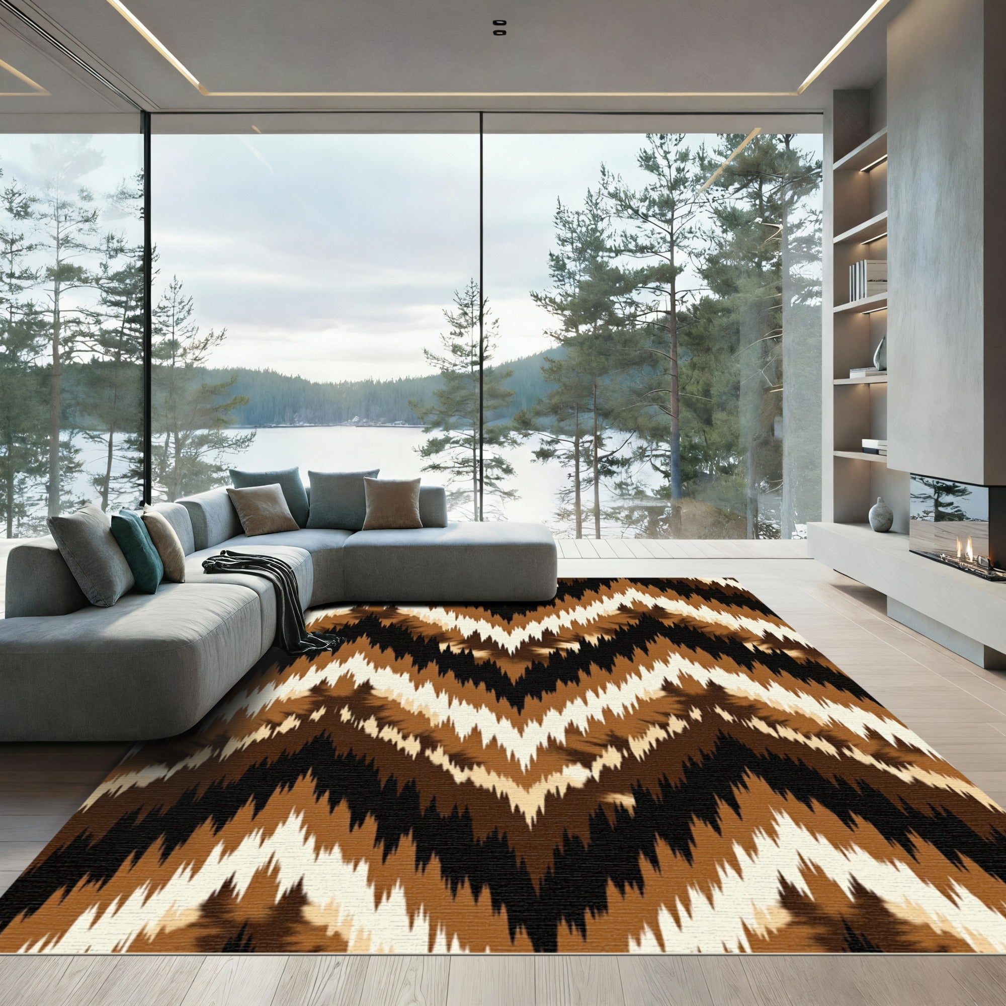 Earthy Chevron Zigzag Rug