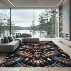 Vibrant Geometric Electric Eagle Art Rug