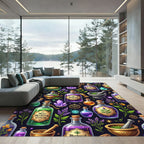 Magical Apothecary Potion Alchemy Dark Teal Rug