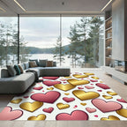Crimson Gold Heart Scatter Rug