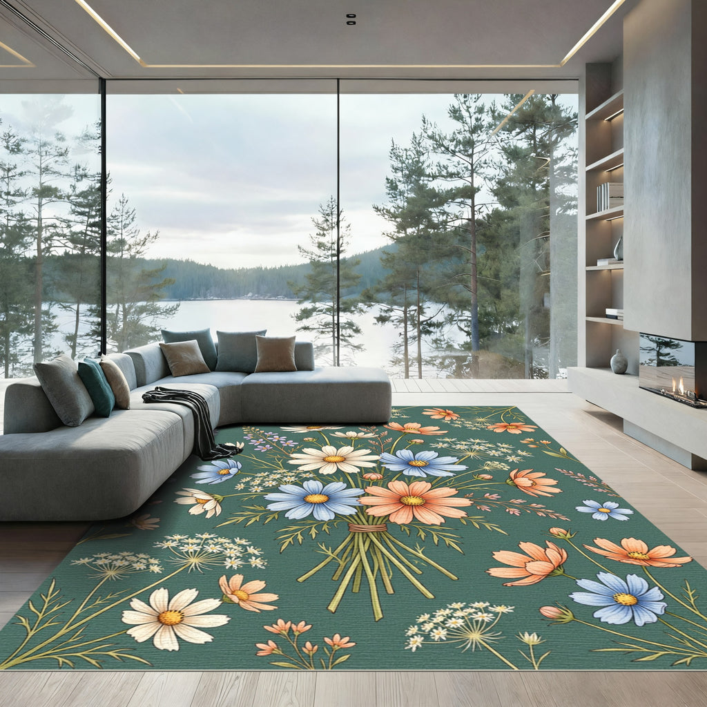 Delicate Floral Bouquet Field Rug