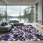 Deep Purple Leaf Swirl Accents Rug