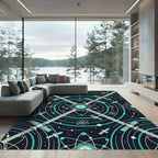 Cosmic Teal Satellite Orbit Rug