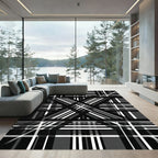 Monochromatic Abstract Plaid Overlay Rug