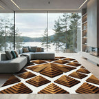 Golden Tiered Pyramids Isometric Array Rug