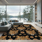 Golden Leopard Rose Floral Repeat Rug