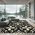 Elegant Black Cream Gothic Quatrefoil Rug