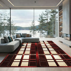 Rich Red and Gold Geometric Lattice Rug