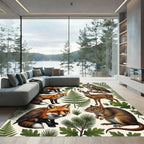 Enchanted Woodland Animal Forest Fern Rug