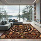 Earthy Tribal Aztec Sun Gold Rug