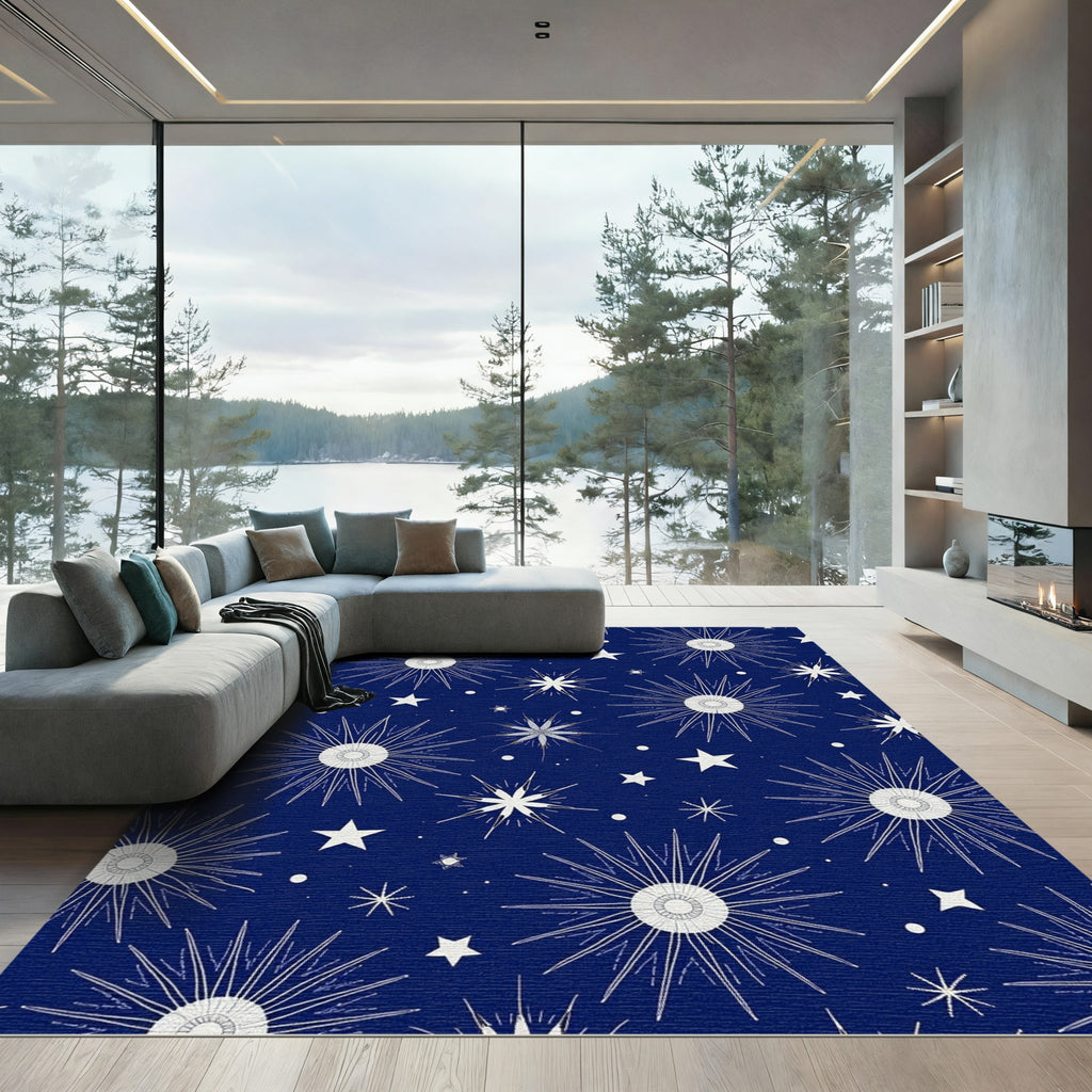 Deep Blue Starburst Cosmic Radiance Rug