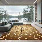 Golden Celebration Star and Ribbon Constellation Rug