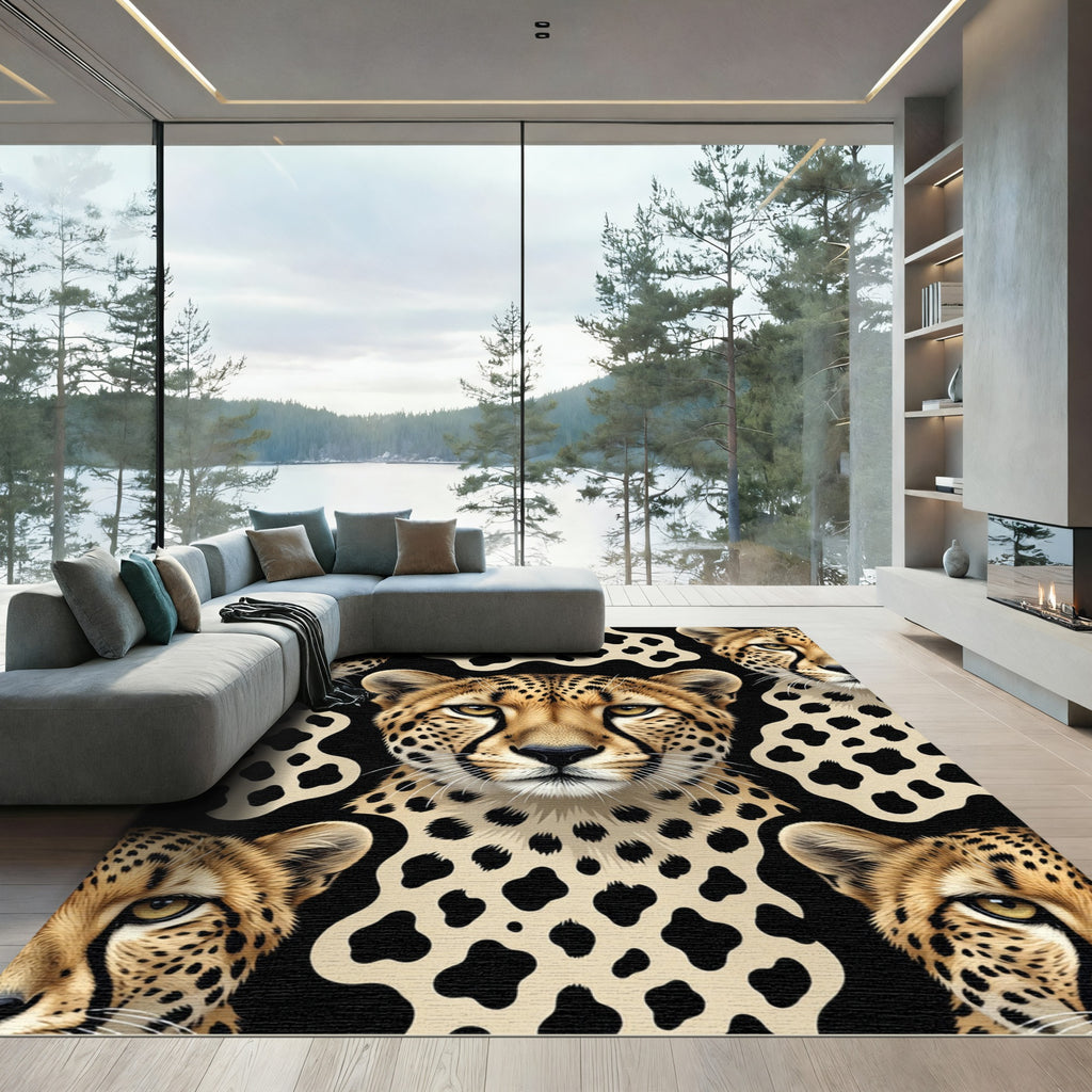 Bold Cheetah Spots Black Cream Rug