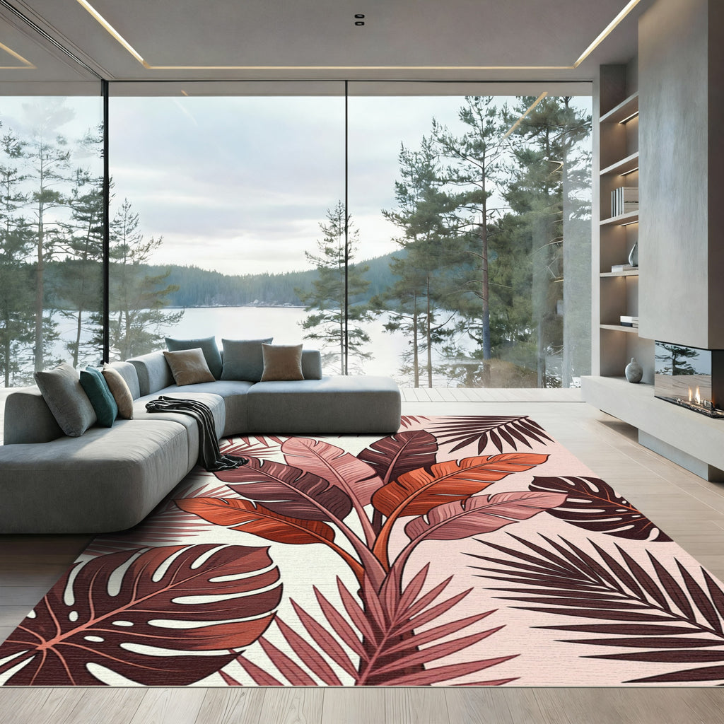 Tropical Terracotta Leaf Cluster Rug