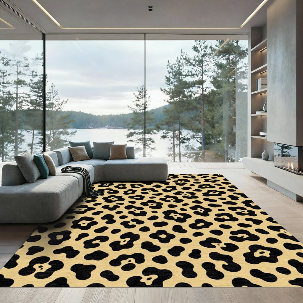 Bold Gold Black Animal Print Scatter Rug