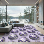 Lavender Chevron Metallic Geometric Egg Rug