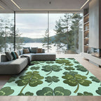 Whimsical Sage Clover Four Leaf Botanical Rug
