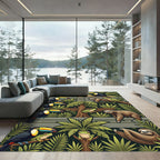 Lush Green Tropical Jungle Animal Rug