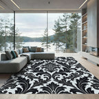 Black White Acanthus Leaf Scroll Rug