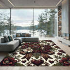 Burgundy Heart Floral Ribbon Display Rug