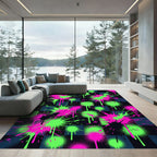 Neon Paint Splatter Checkerboard Art Rug