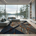Gray Wood Plank X Frame Rug