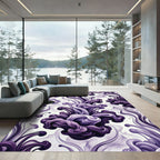 Elegant Deep Purple Abstract Fluid Swirls Rug