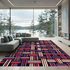 Woven Coral Berry Geometric Lattice Rug