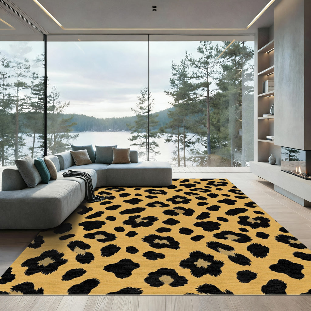 Golden Yellow Leopard Spots Rug