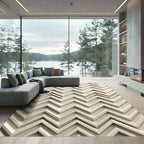 Light Beige Chevron Layered Rug