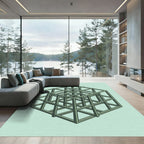 Green Geometric Illusion Cube Rug
