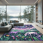 Whimsical Cosmic Unicorn Meadow Galaxy Rug