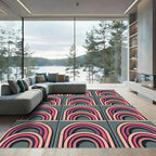 Retro Pink Layered Rainbow Rug