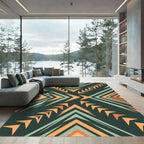Bold Sage and Tangerine Geometric Arrow Rug