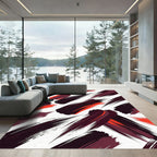 Crimson Paint Brush Strokes Rug