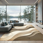 Vintage Beige Abstract Flowing Wave Rug